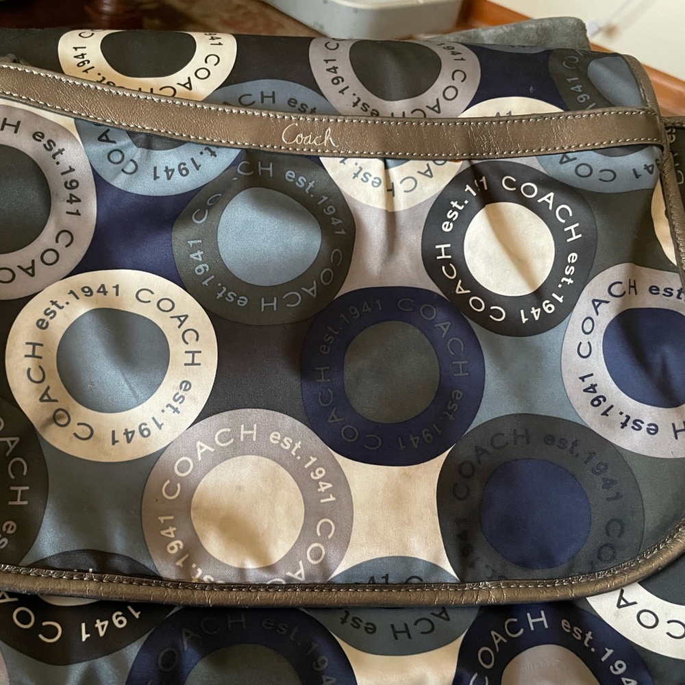 Coach blue diaper/messenger bag used